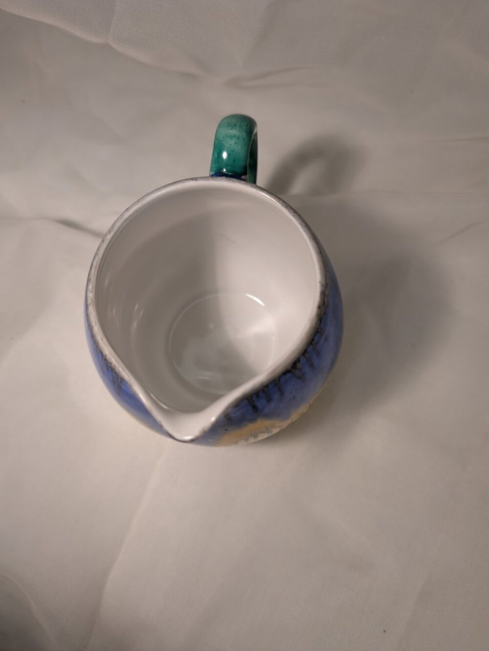 SHELLEY CREAMER / MILK JUG Stunning Blue and Yellow with Drip Glaze circa 1930s - Picture 3 of 9